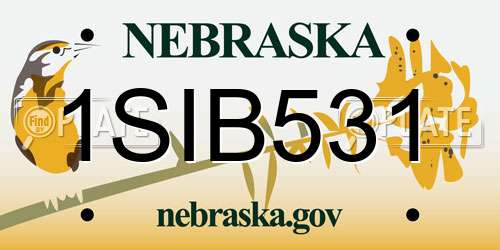 1SIB531 Nebraska License Plate