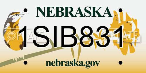 1SIB831 Nebraska License Plate
