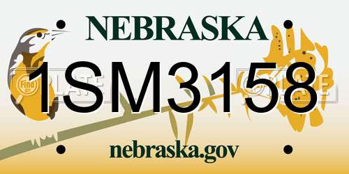 1SM3158 Nebraska License Plate