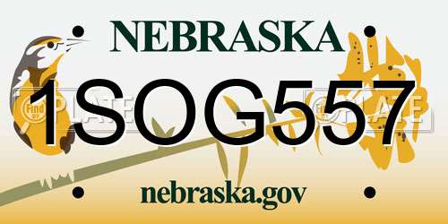 1SOG557 Nebraska License Plate
