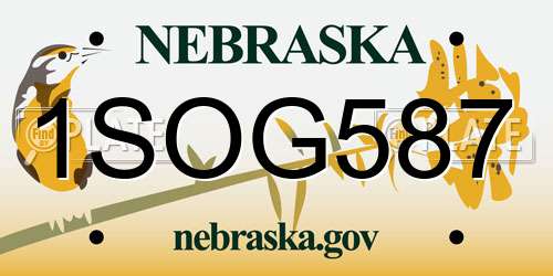 1SOG587 Nebraska License Plate