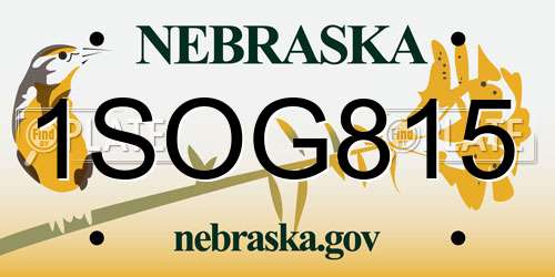 1SOG815 Nebraska License Plate