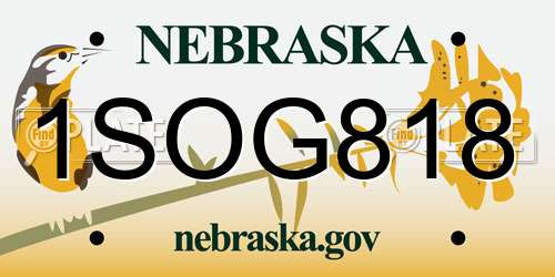 1SOG818 Nebraska License Plate