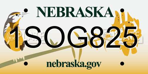 1SOG825 Nebraska License Plate