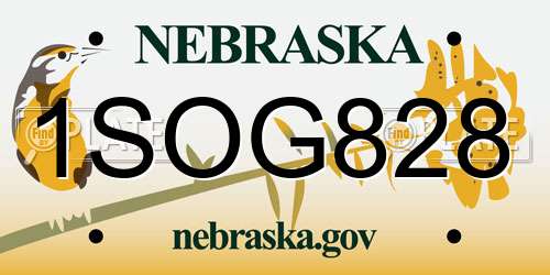 1SOG828 Nebraska License Plate