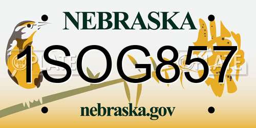 1SOG857 Nebraska License Plate