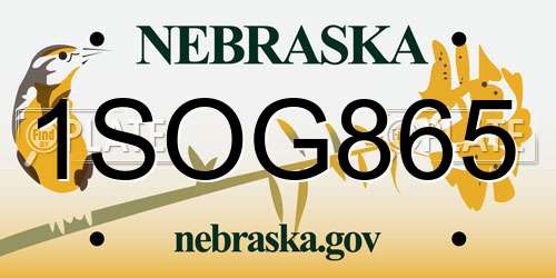 1SOG865 Nebraska License Plate