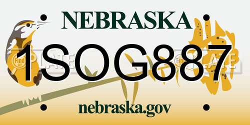 1SOG887 Nebraska License Plate