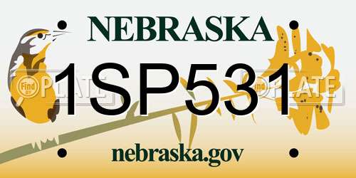1SP531 Nebraska License Plate