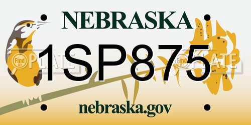 1SP875 Nebraska License Plate