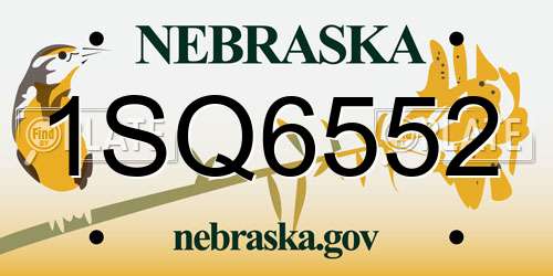 1SQ6552 Nebraska License Plate