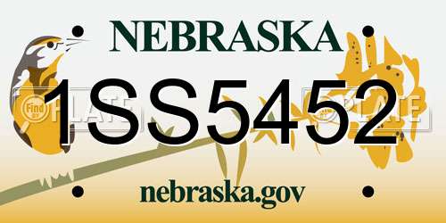 1SS5452 Nebraska License Plate