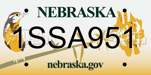 1SSA951 Nebraska License Plate