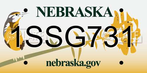 1SSG731 Nebraska License Plate
