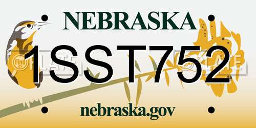 1SST752 Nebraska License Plate
