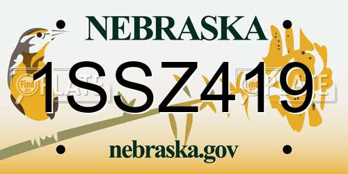1SSZ419 Nebraska License Plate