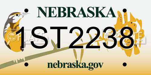 1ST2238 Nebraska License Plate