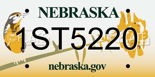 1ST5220 Nebraska License Plate