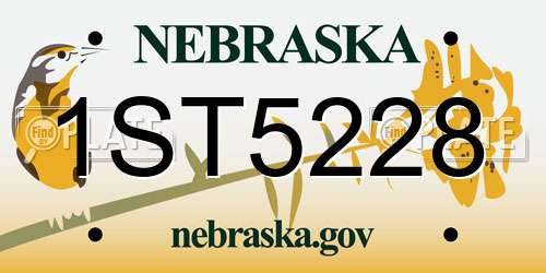 1ST5228 Nebraska License Plate