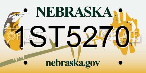 1ST5270 Nebraska License Plate