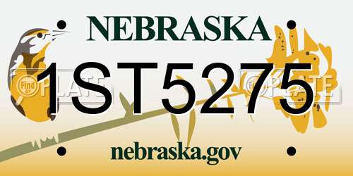 1ST5275 Nebraska License Plate