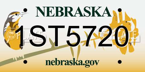 1ST5720 Nebraska License Plate