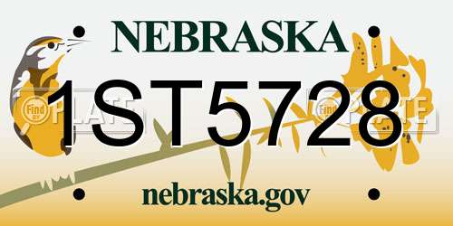 1ST5728 Nebraska License Plate