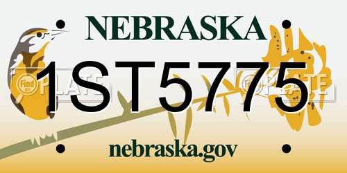 1ST5775 Nebraska License Plate