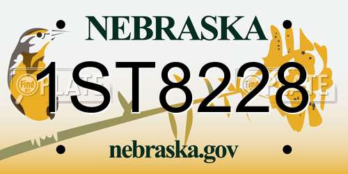 1ST8228 Nebraska License Plate