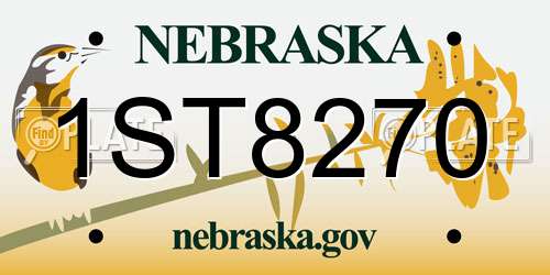 1ST8270 Nebraska License Plate