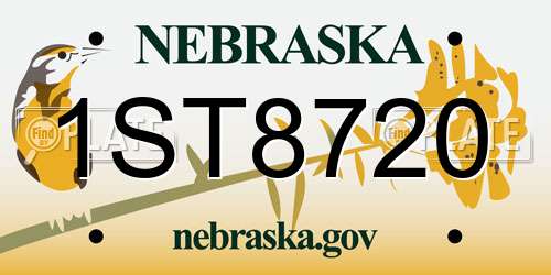 1ST8720 Nebraska License Plate