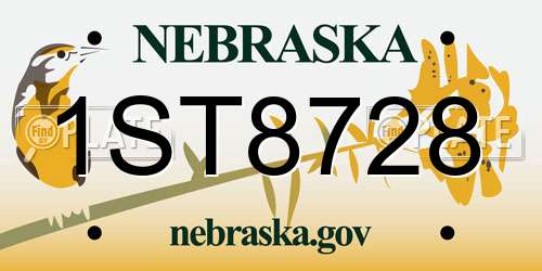 1ST8728 Nebraska License Plate