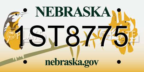 1ST8775 Nebraska License Plate