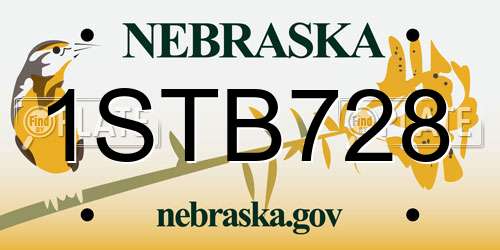 1STB728 Nebraska License Plate