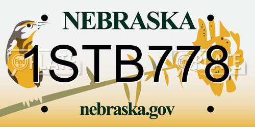 1STB778 Nebraska License Plate
