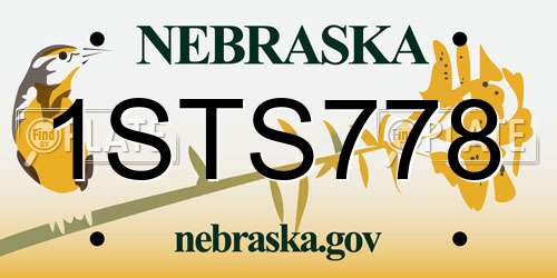 1STS778 Nebraska License Plate