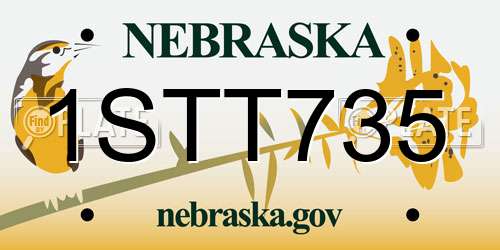 1STT735 Nebraska License Plate
