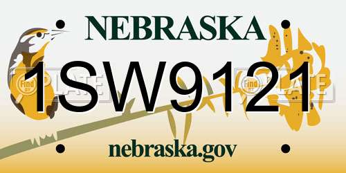 1SW9121 Nebraska License Plate