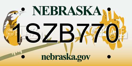 1SZB770 Nebraska License Plate