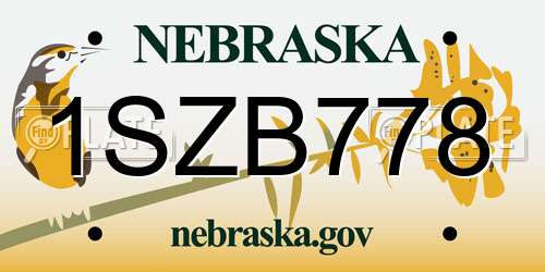 1SZB778 Nebraska License Plate