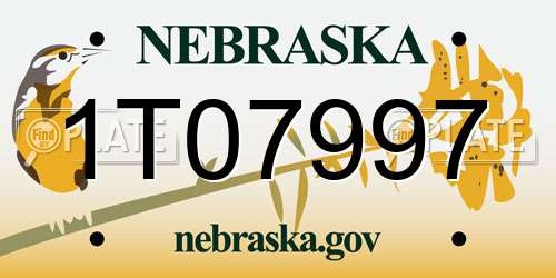 1T07997 Nebraska License Plate