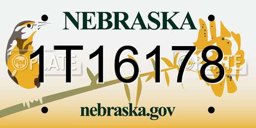 1T16178 Nebraska License Plate