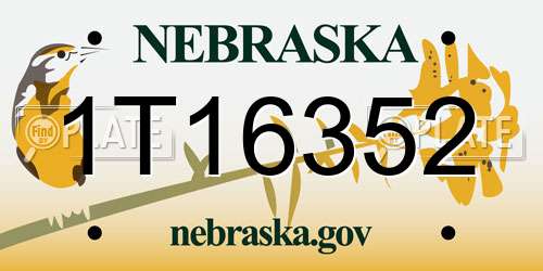 1T16352 Nebraska License Plate