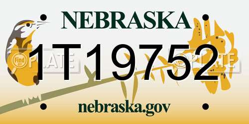 1T19752 Nebraska License Plate