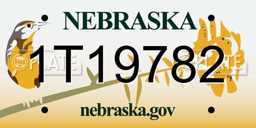 1T19782 Nebraska License Plate