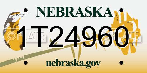 1T24960 Nebraska License Plate