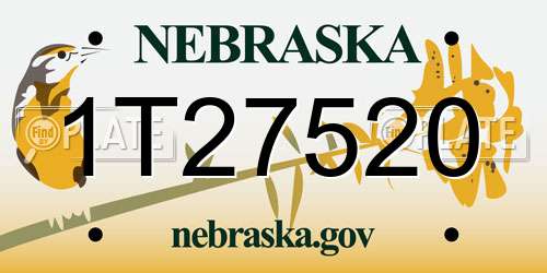 1T27520 Nebraska License Plate