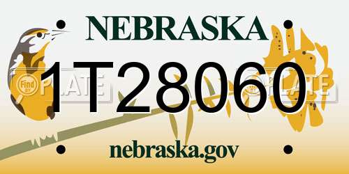 1T28060 Nebraska License Plate