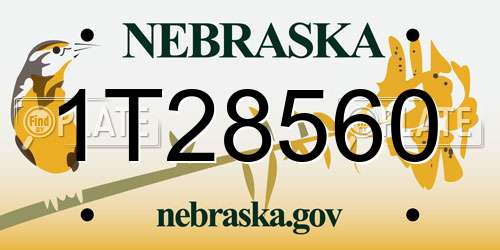 1T28560 Nebraska License Plate