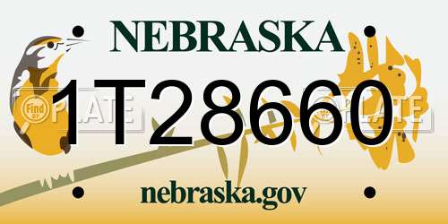 1T28660 Nebraska License Plate